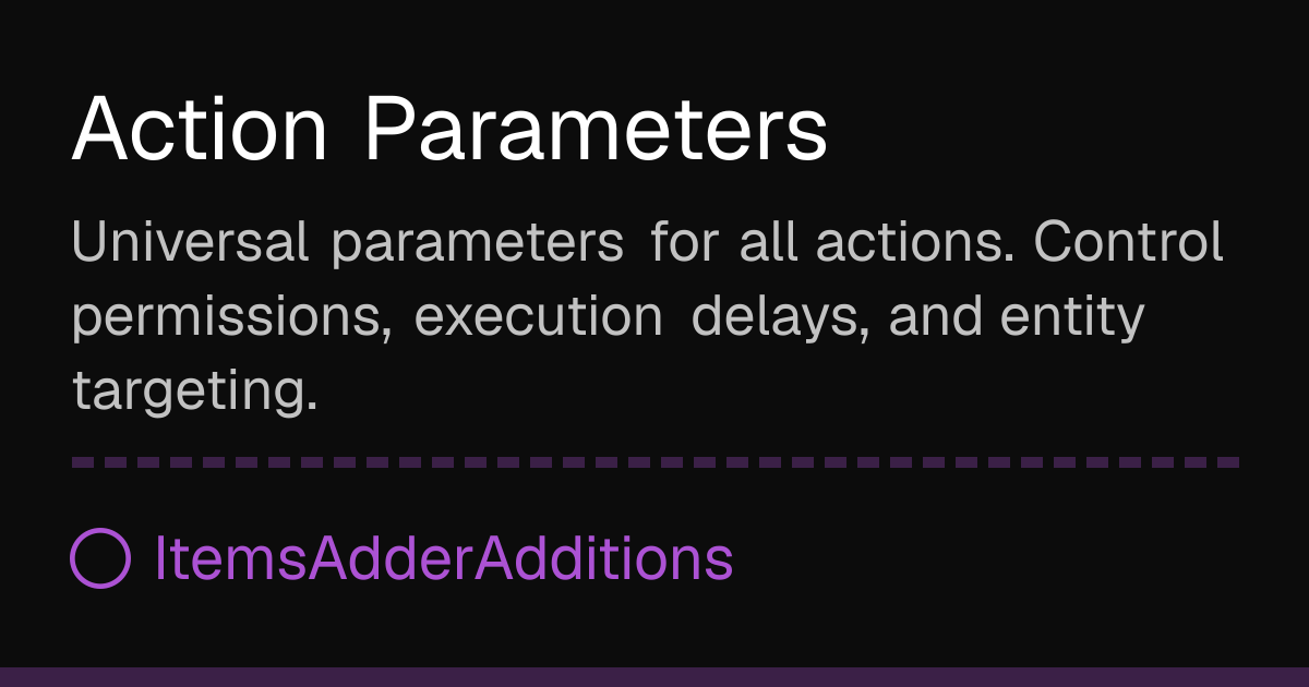 Action Control Comments Action Parameters | ItemsAdderAdditions