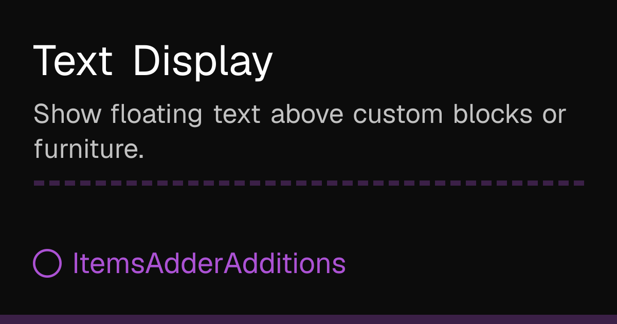 Text Display | ItemsAdderAdditions