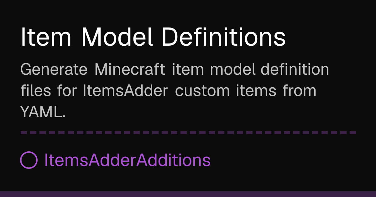 Item Def Item Model Definitions | ItemsAdderAdditions